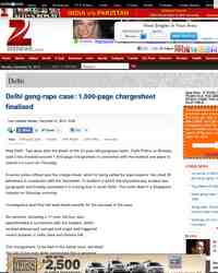 Delhi gang rape case 000 page chargesheet: Zee News